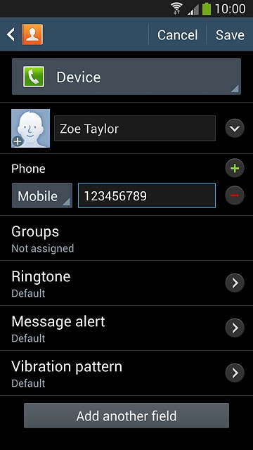 Press the field next to the phone number.