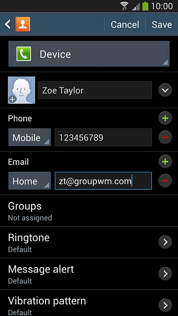 Press the field next to the email address.
