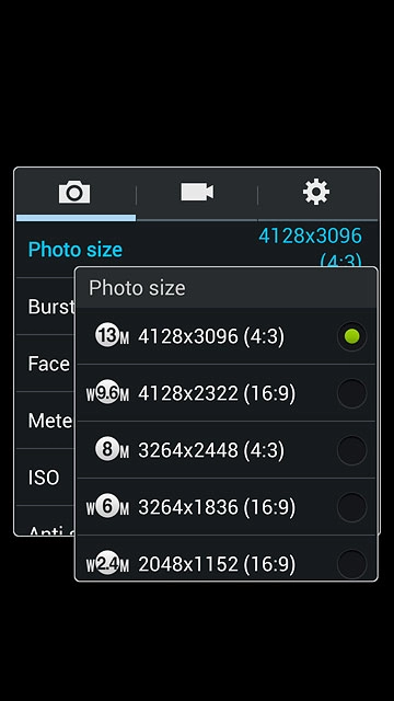 Press the required resolution.