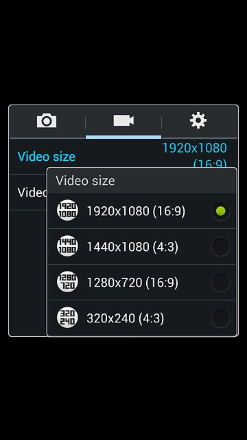 Press the required resolution.