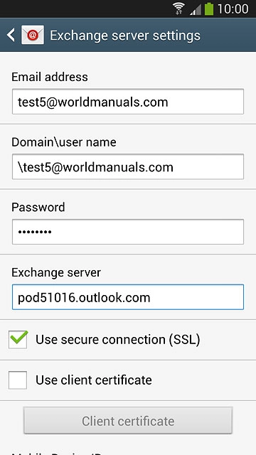 Press Use secure connection (SSL) to turn the function on or off.