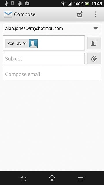 Press Subject.Key in a subject for the email message.