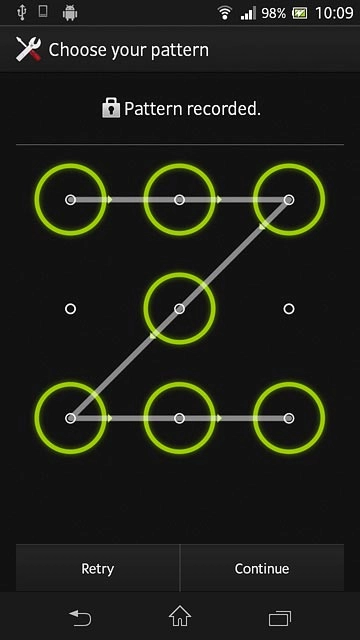 Press Continue.Repeat the selected phone lock code to confirm.