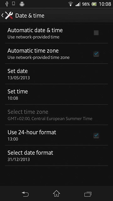 Press Automatic time zone until the function is turned on.
