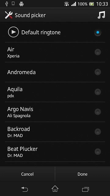 Press the different ring tones to listen to them.