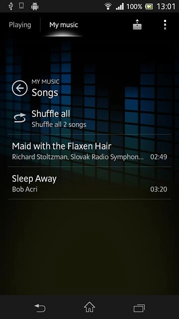 Press the required audio file.