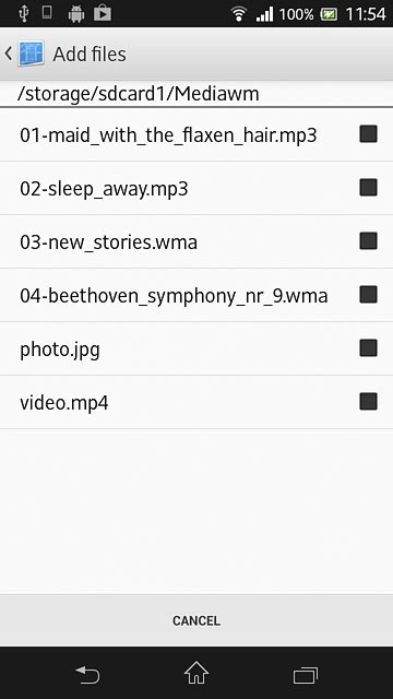 Press the required file to select it.