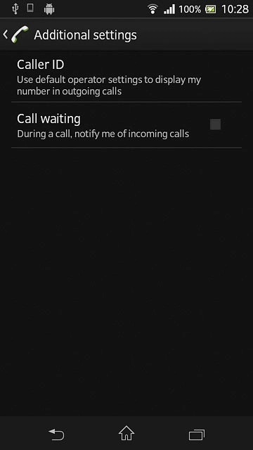 The current settings are displayed.Press Call waiting to turn the function on or off.