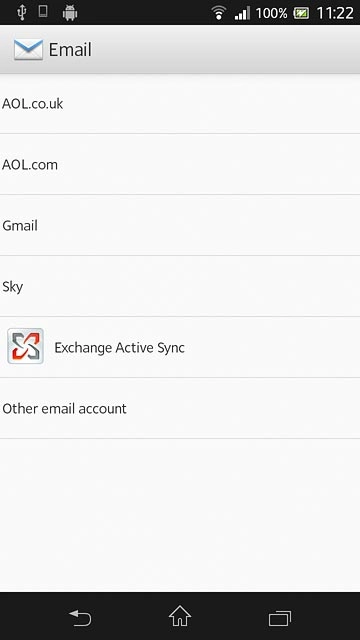 Press the required provider or Other email account.