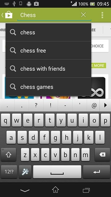 Key in the name of the required app and press enter.