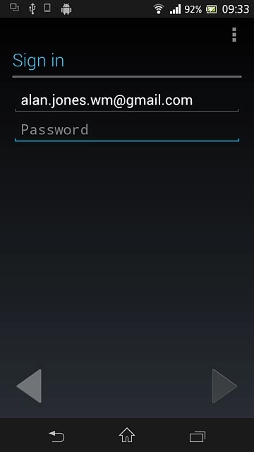 Press Password and key in the password for your Google account.
