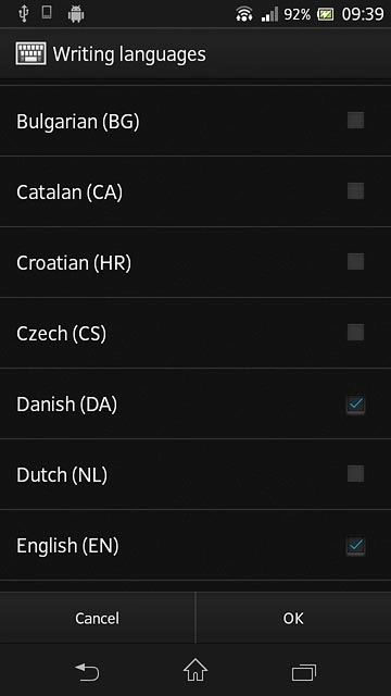 Press the required language until it's selected.