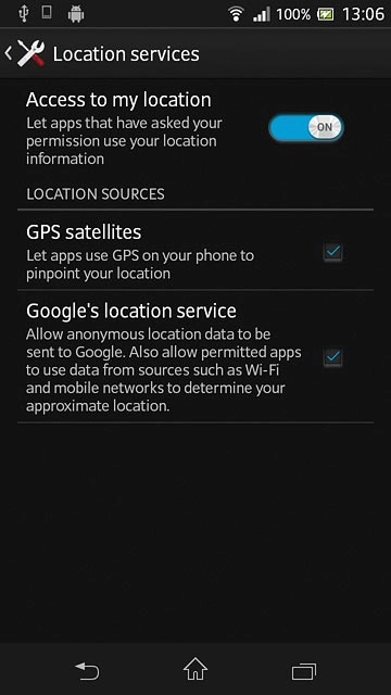 Press Access to my location to turn the function on or off.