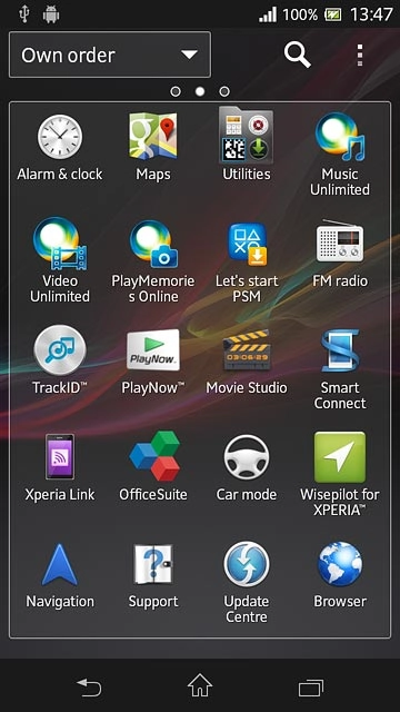 Press Wisepilot for XPERIA™.