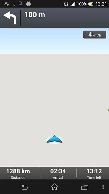 The navigation window with information about your route is displayed.The next route detail is displayed at the top of the display.