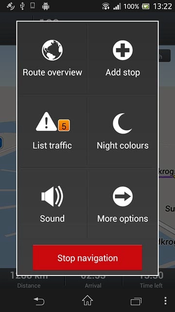Press Stop navigation.