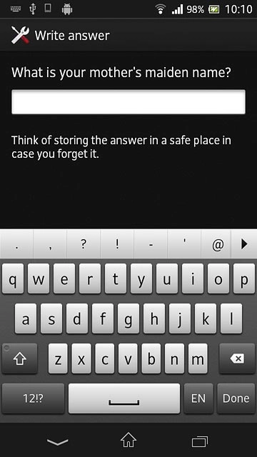Key in the answer to the selected question and press Done.