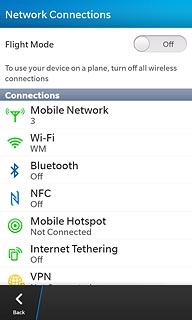 Press the indicator next to Flight Mode to turn the function on or off.