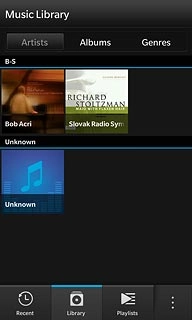 Press the required category at the top of the display.Go to the required audio file.