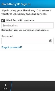 Press the field below Password and key in the password for your BlackBerry ID.