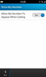 Press the indicator next to Allow My Number To Appear When Calling to turn the function on or off.