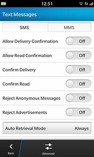 Press the indicator next to Confirm Delivery to turn the function on or off.