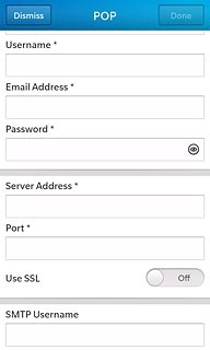Press the field below SMTP Username and key in the username for your email account at your email provider.