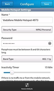 Press the field below Name.Key in the required Wi-Fi hotspot name.