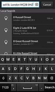 Key in the required destination and press Search.