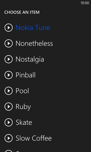 Once you've found a ring tone you like, press the required ring tone.