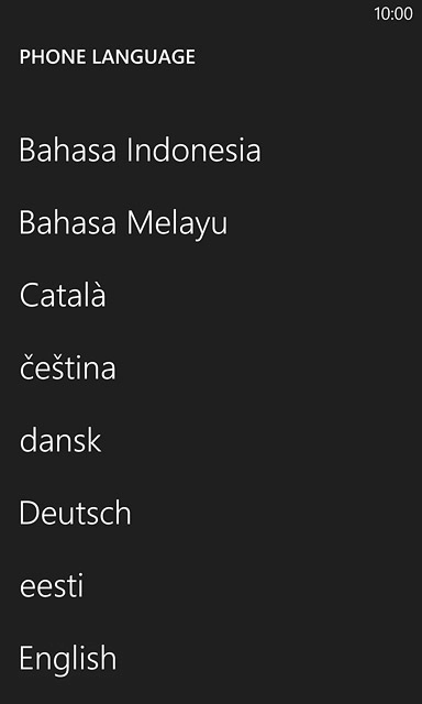 Press the required language.