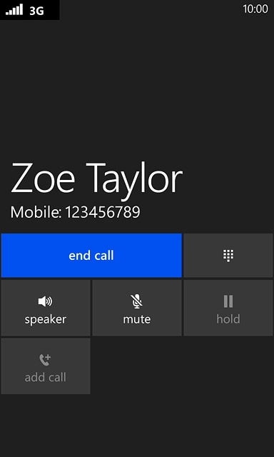 Press end call to end the call and return to the home screen.