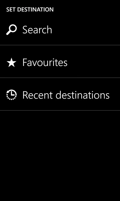 Press Recent destinations.A list of previous destinations is displayed.