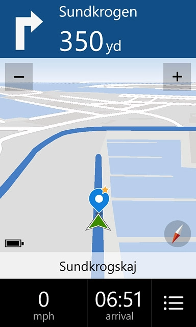 The time of arrival and current speed are displayed at the bottom of the display.Follow the verbal instructions or the instructions on the display to go to the selected destination.