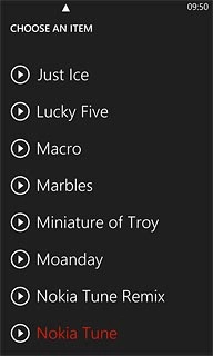 Once you've found a ring tone you like, press the required ring tone.