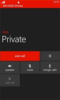 The call on hold is indicated by ON HOLD.