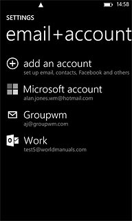 Press and hold the required email account until a pop-up menu is displayed.