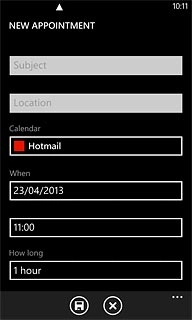 Press Subject and key in a subject for the appointment.