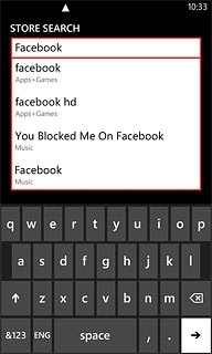 Key in Facebook and press arrow right.