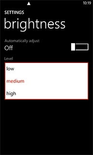 Press the required setting.