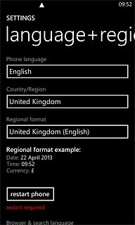 Press restart phone.Wait a moment while your phone is restarted.