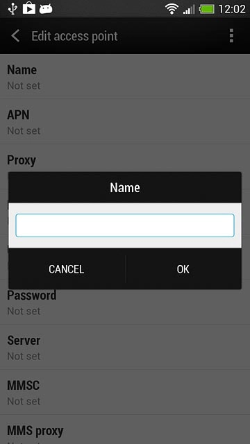 Key in Vodafone Internet and press OK.