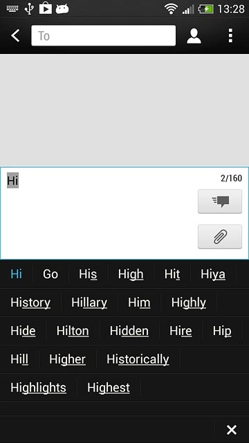 Press the required word to insert it.