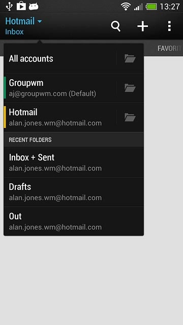 Press the required email account.