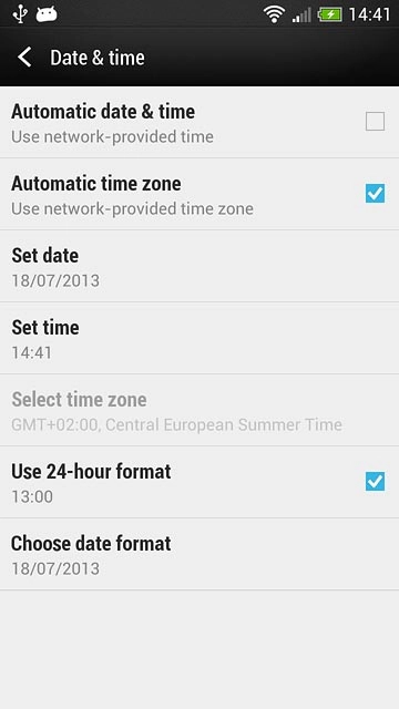 Press Automatic time zone until the function is turned on.