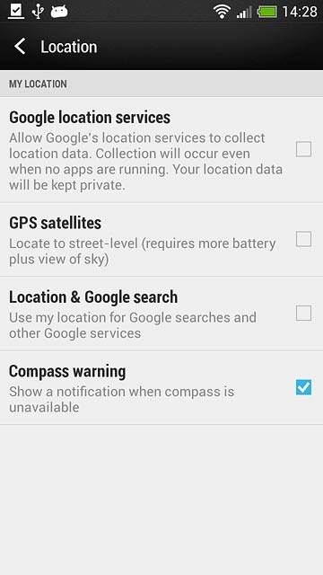 Press Google location services to turn the function on or off.