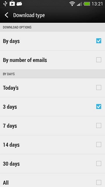 Press the required setting.
