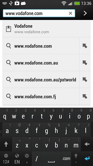Key in the address of the required web page and press arrow right.