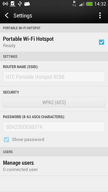 Press Portable Wi-Fi Hotspot until the function is turned on.