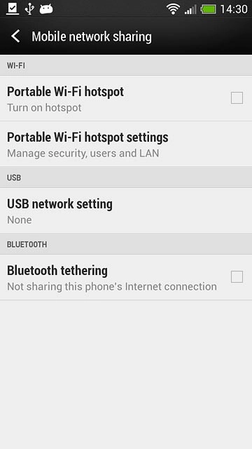 Press USB network setting.